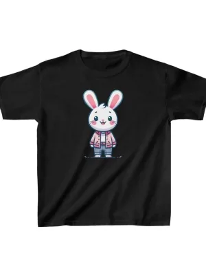 Children's Black Oversize Printed Cycling Neck T-Shirt