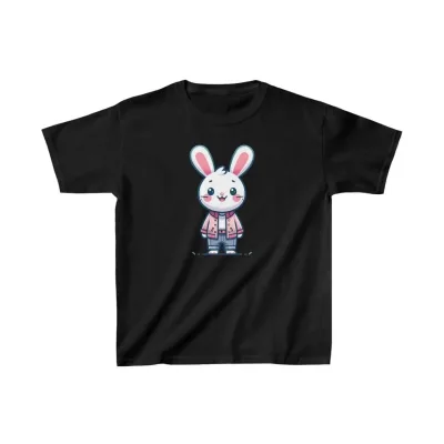 Children's Black Oversize Printed Cycling Neck T-Shirt 1