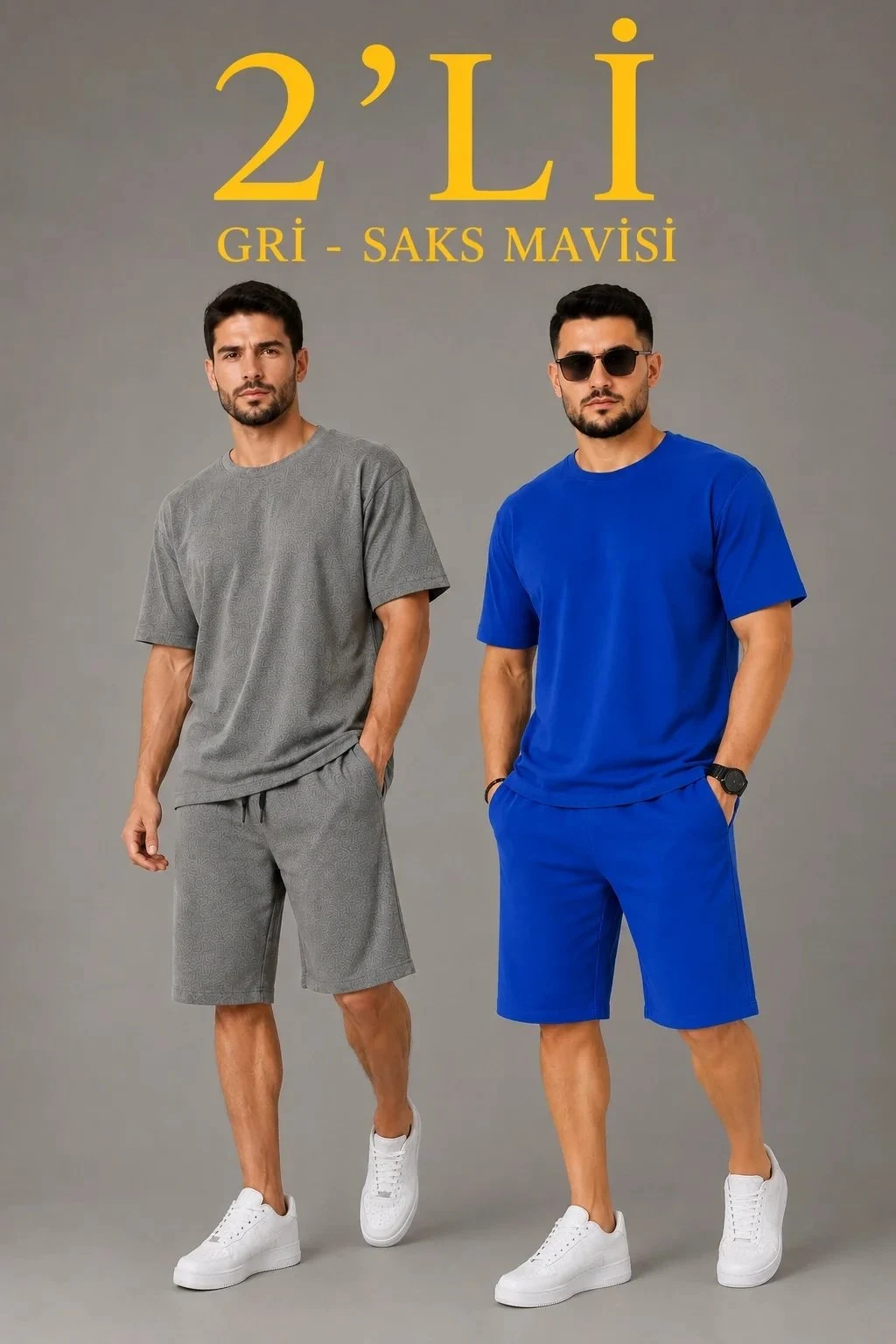 Ανδρικό Σετ 2 Τεμαχίων Oversize Δίνημα Ύφασμα Σορτς