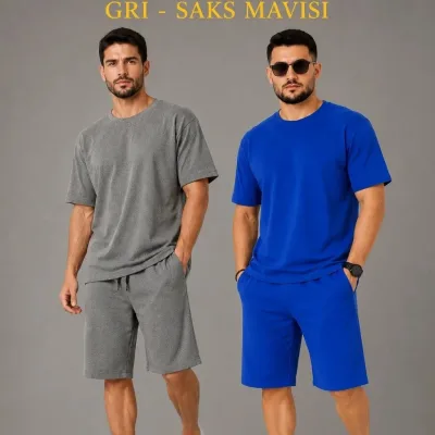Ανδρικό Σετ 2 Τεμαχίων Oversize Δίνημα Ύφασμα Σορτς 1