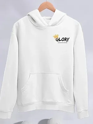 Dámsky biely oversize kapucňový s potlačou bavlnený