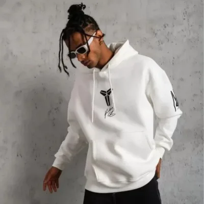 Muški crni oversize 3-nitni pamučni hoodie s printom i džepovima 3