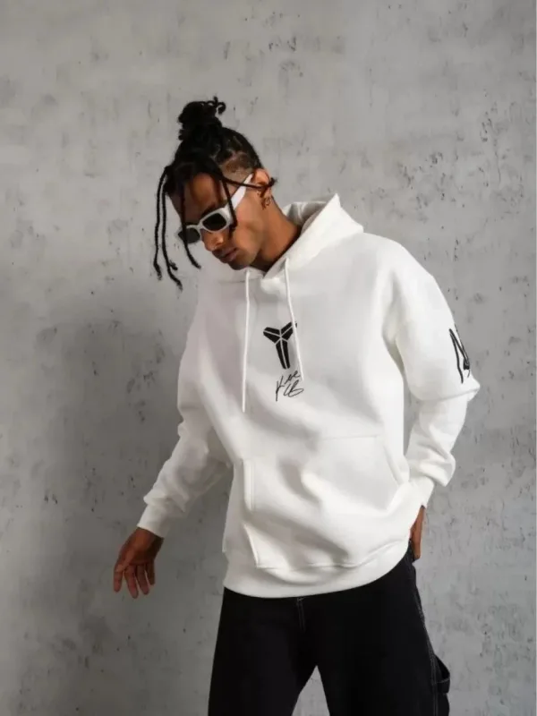 Muški crni oversize 3-nitni pamučni hoodie s printom i džepovima 3