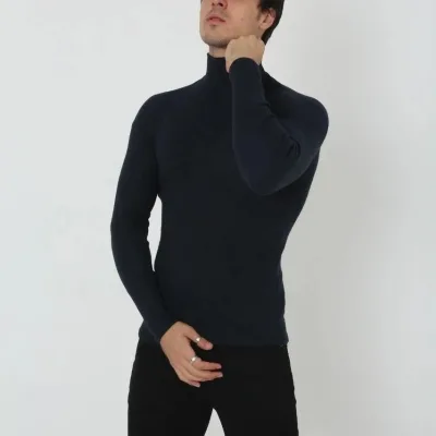 Laşê Mêran Reş Slim Fit Likralı Fitilli Qirikê Body 2