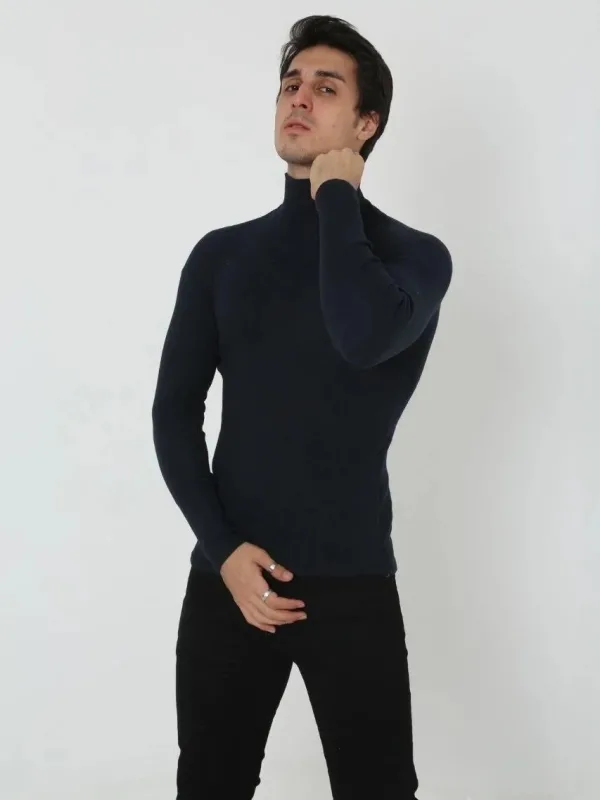 Laşê Mêran Reş Slim Fit Likralı Fitilli Qirikê Body 2
