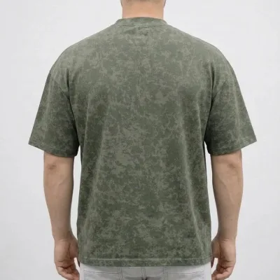 Машка хаки oversize мека текстура измиена маица 3