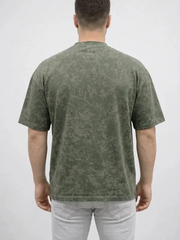 Машка хаки oversize мека текстура измиена маица 3