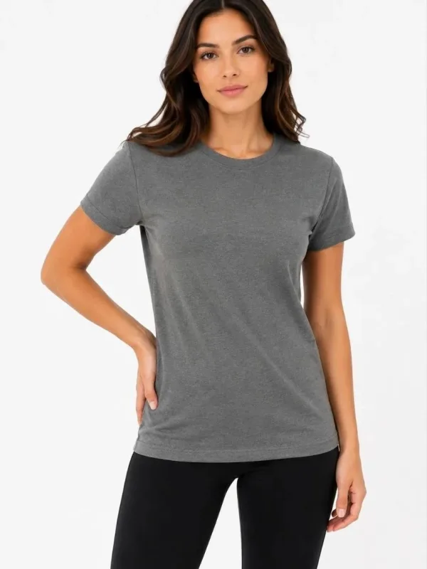 Női Antracit Slim Kerékpárnyakú Basic Póló 2
