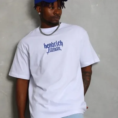 Kişi Ağ Oversize Velosiped Yaxalı Çap T-Shirt 3