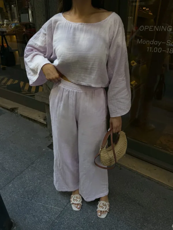 Hlače I Bluza Muslin set Bež 3