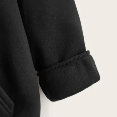 Çocuk Siyah Kapüşonlu Tatlı Kedi Baskılı Oversize Sweatshirt 3