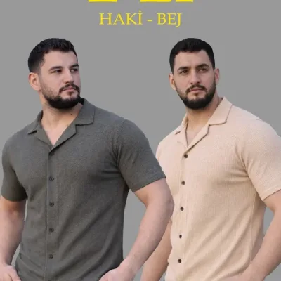 Kirasê Mêran 2'lî Set Waffle Tevna Stû Vekirî Bişkokî 1