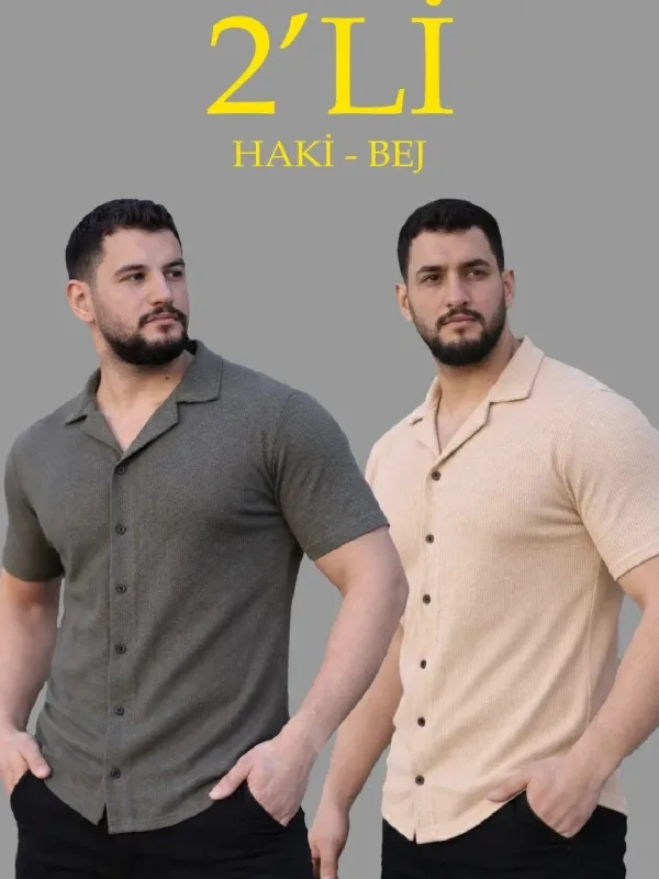 Kirasê Mêran 2'lî Set Waffle Tevna Stû Vekirî Bişkokî 1