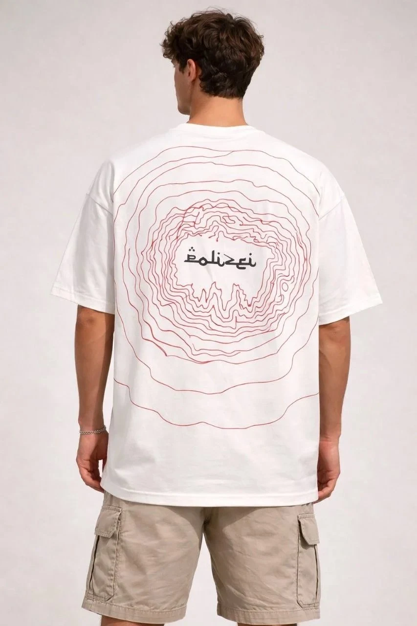 Men's White Oversize Crew Neck Printed Summer T-Shirt
