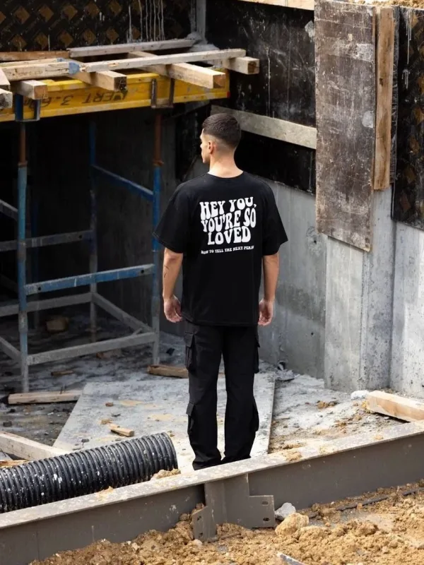 Машки Црн Oversize Велосипед Јака Принт Летен Маица 4