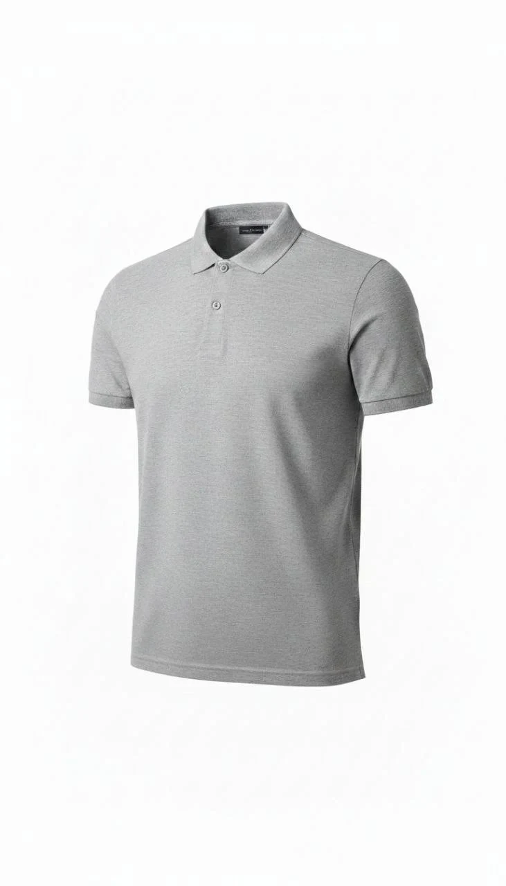T-Shirtê Polo yê Mêran ê Bi Qumaşê Pike yê Gewr û Bişkokî