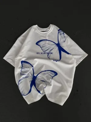 Ženska bela oversize bicikli kragna štampana majica