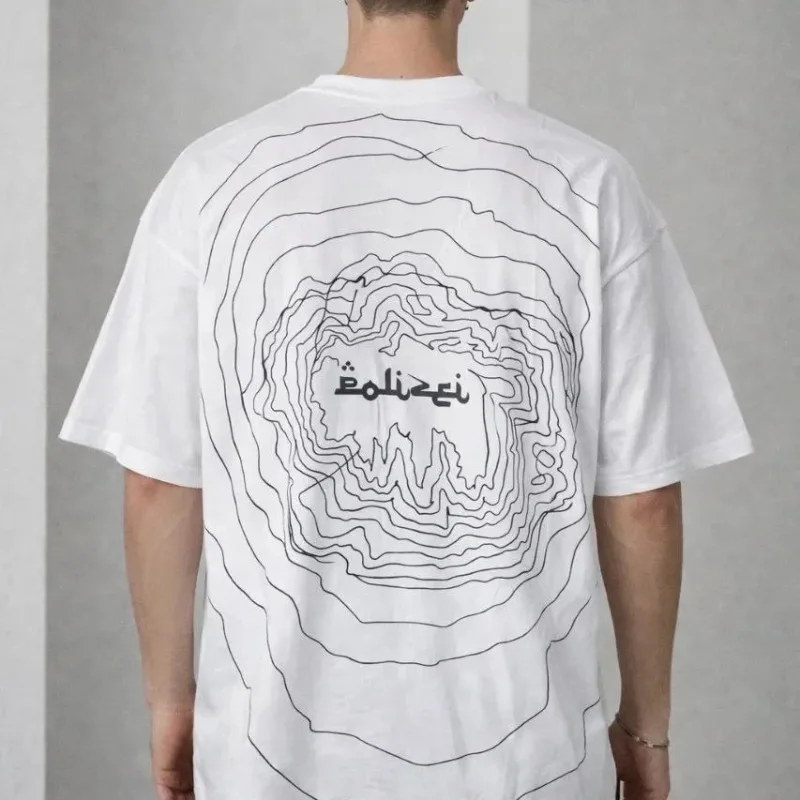 Pánské bílé oversized tričko s kulatým výstřihem a potiskem