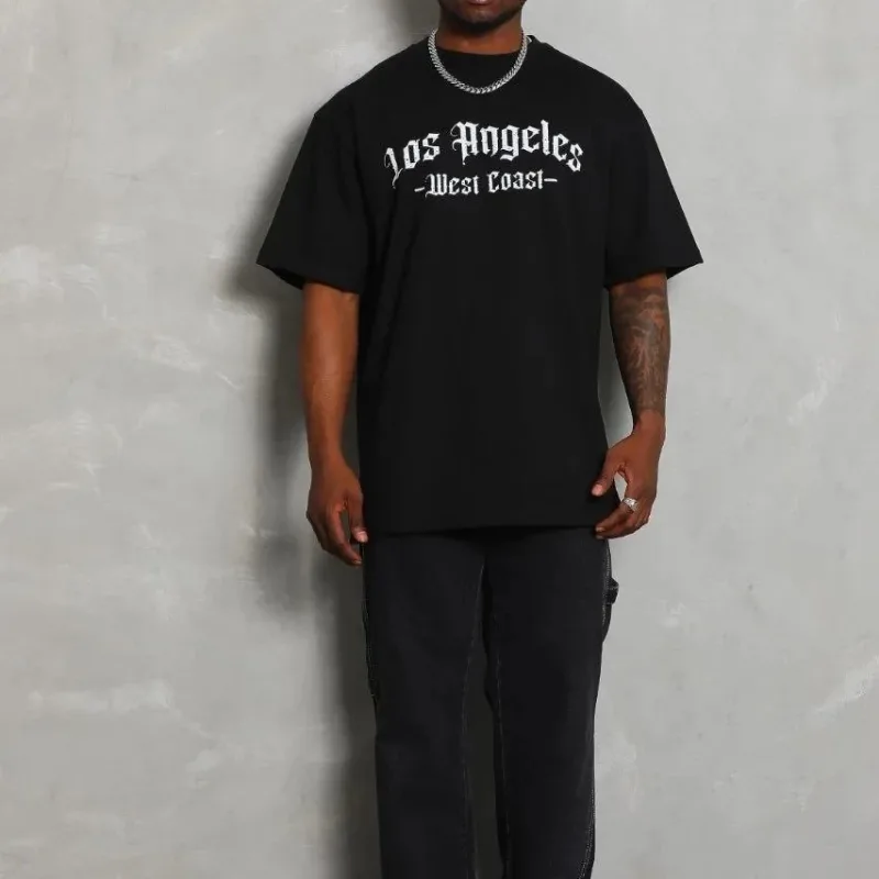 Kişi Qara Oversize Velosiped Yaxalı Çap Qısa Qol T-Shirt