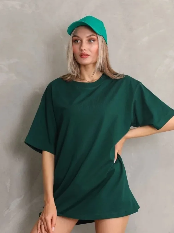 Femeie Verde Regular Guler Bicicletă Imprimat Tricou 1