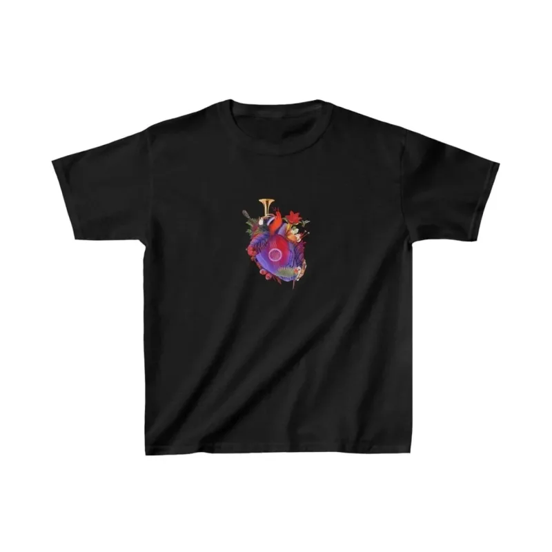 Παιδικό Μαύρο Τυπωμένο Oversize Ποδηλατόλαιμο Τ-shirt