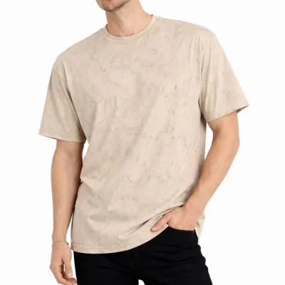 Ανδρικό Μπεζ Oversize Acid Wash Ποδήλατο Λαιμόκοψη Μπλουζάκι 4