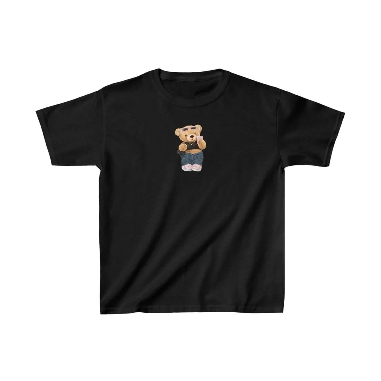 Παιδικό Μαύρο Oversize Τυπωμένο Ποδηλατόλαιμο T-Shirt
