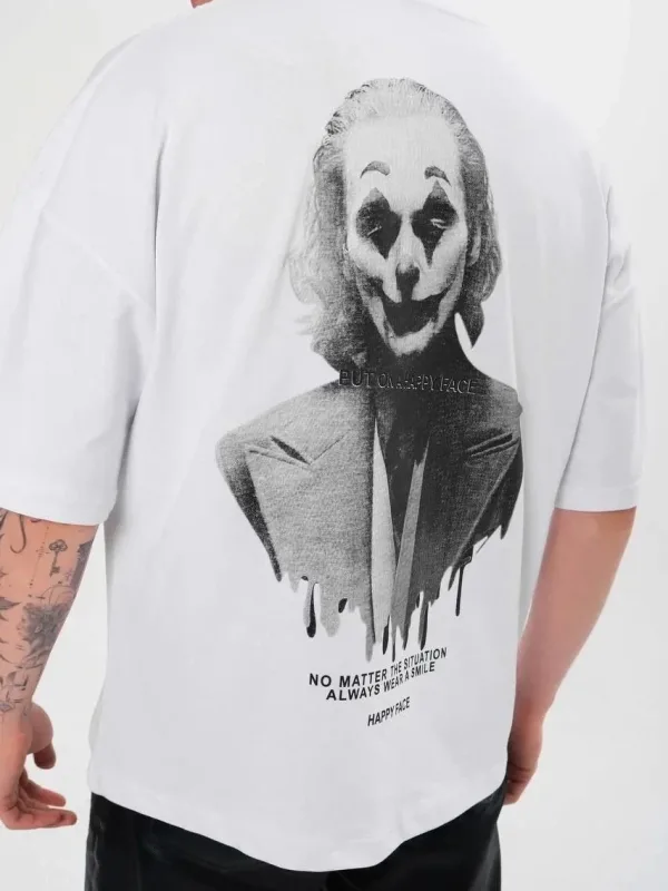 Kişi Ağ Regular Velosiped Yaxalı Çap Rahat T-Shirt 2