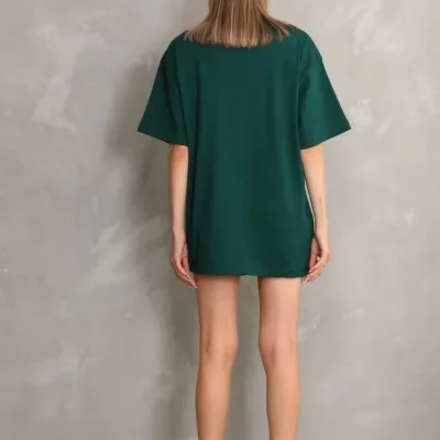 Femeie Verde Regular Guler Bicicletă Imprimat Tricou 4