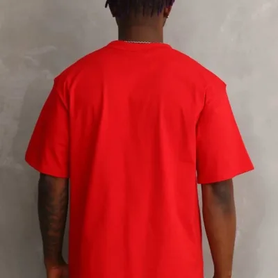 Машки црвено Oversize бицикли јака печатена маица 2