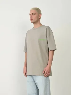 Férfi festett szürke oversized biciklinyakas nyomott póló