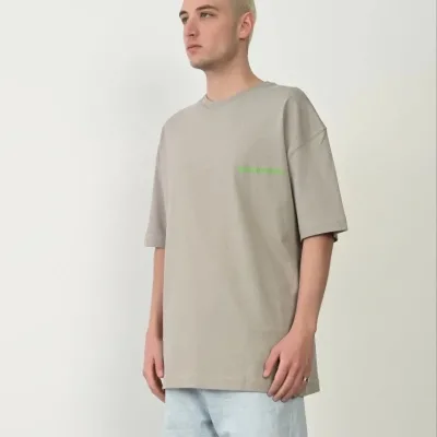Férfi festett szürke oversized biciklinyakas nyomott póló 1