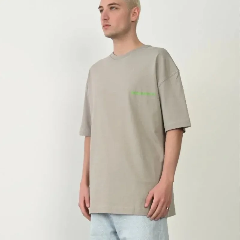 Férfi festett szürke oversized biciklinyakas nyomott póló