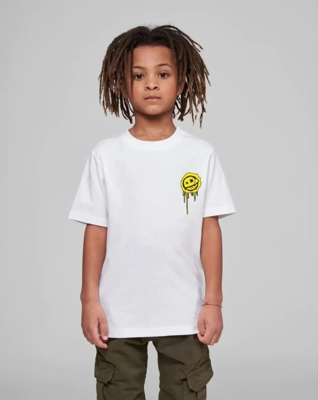 Παιδικό Λευκό Τυπωμένο Oversize Στρογγυλό Λαιμό T-Shirt