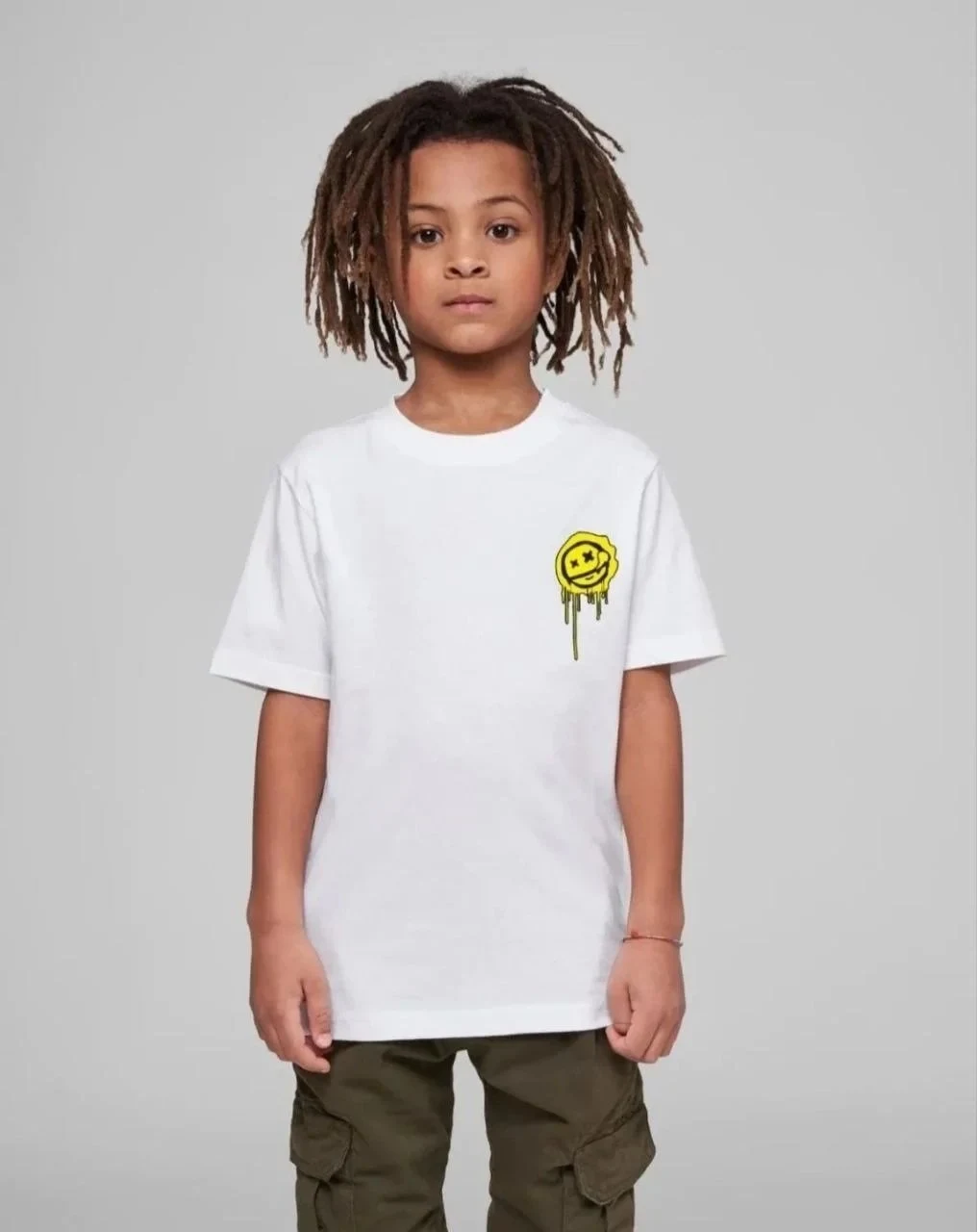 Παιδικό Λευκό Τυπωμένο Oversize Στρογγυλό Λαιμό T-Shirt