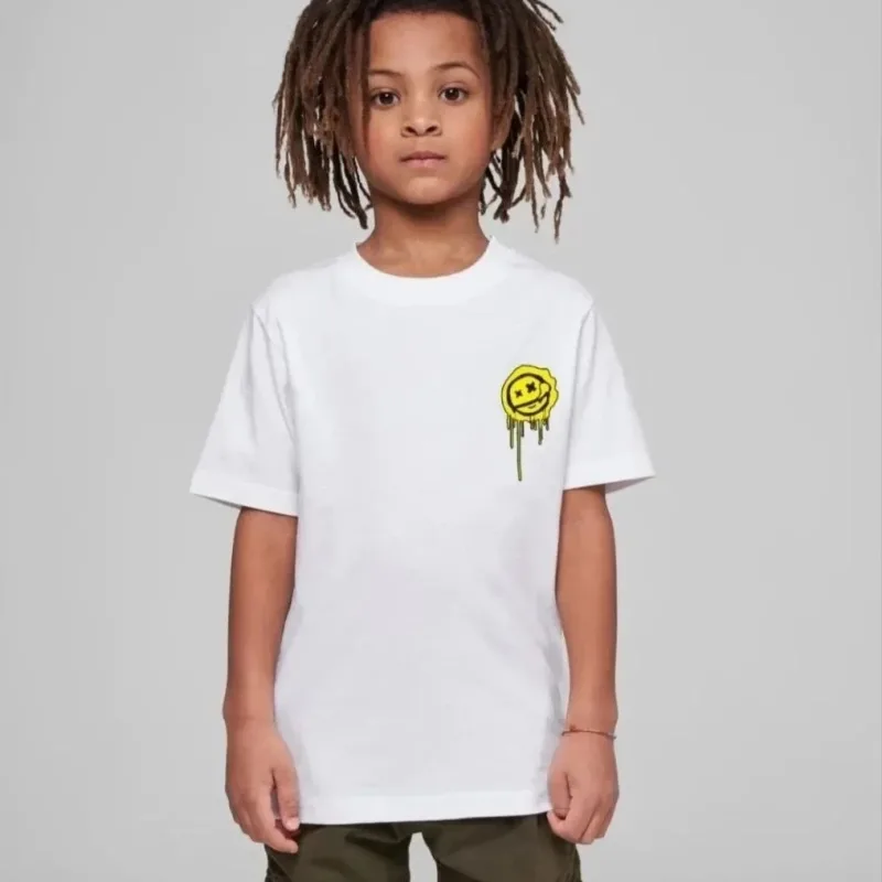 Uşaq Ağ Çap Oversize Dairəvi Yaxalı T-shirt