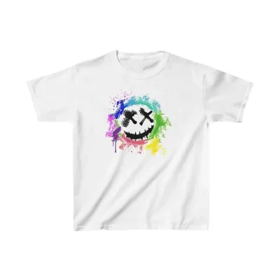 Παιδικό Λευκό Printed Oversize Στρογγυλή Λαιμόκοψη T-shirt 1