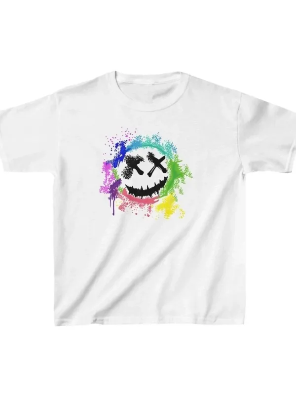 Παιδικό Λευκό Printed Oversize Στρογγυλή Λαιμόκοψη T-shirt 1