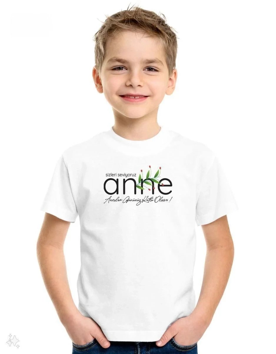 Παιδικό Λευκό Oversize Τυπωμένο Στρογγυλό Λαιμό T-Shirt