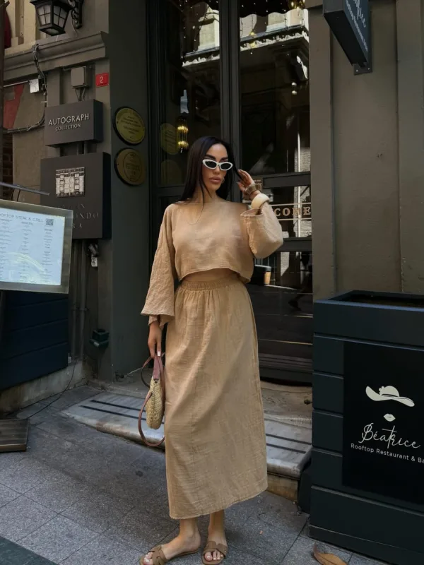 Bluza I Suknja Muslin set Camel
