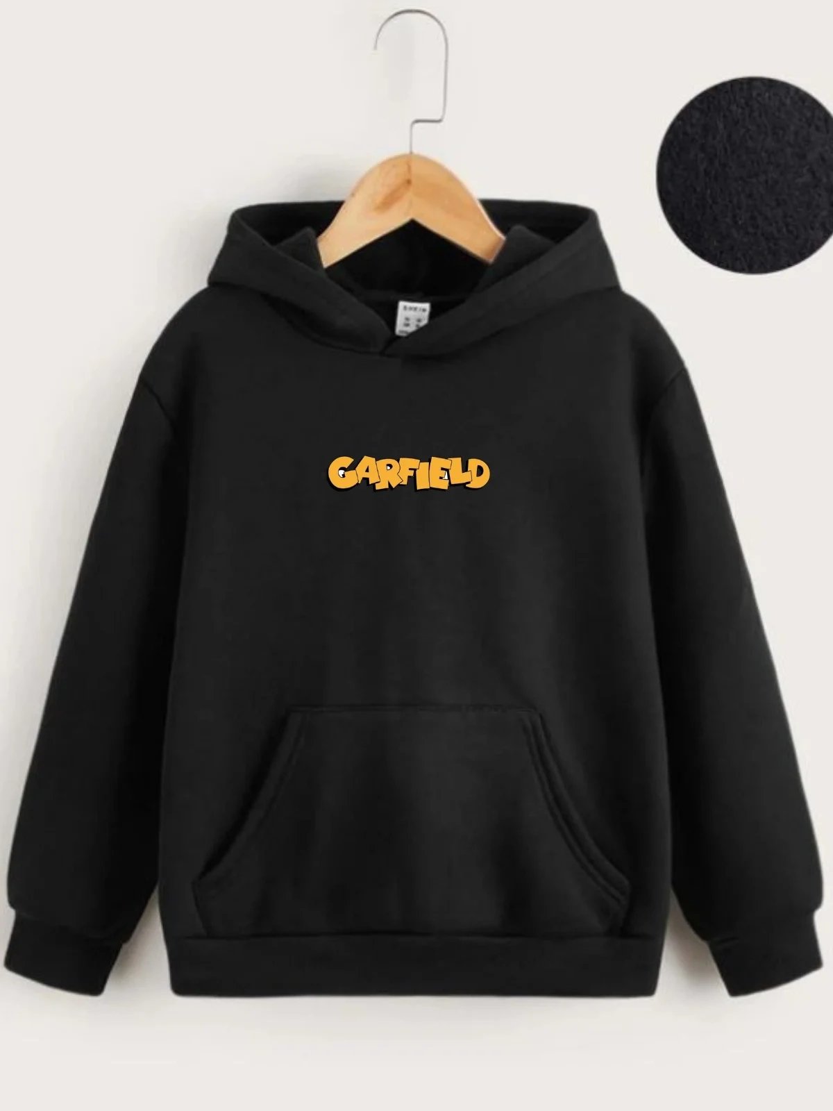 Kids Black Garfield Printed Hooded Front-Back Sweatshirt 2