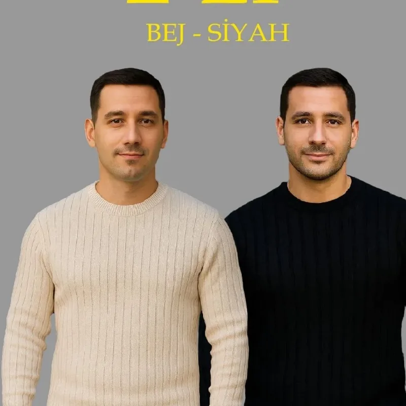 Men's 2-Piece Set Ribbed Regular Crew Neck Cotton Knit Sweater