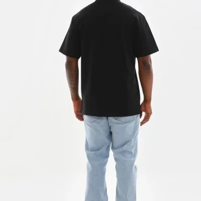 Férfi fekete oversized kerékpárnyakú nyomott póló 2