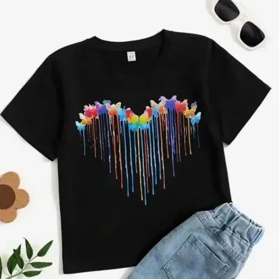 Camicie pentru Copii Negru Oversize cu Imprimeu Guler Bicicletă 2