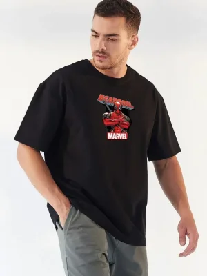 Машки црн oversize бициклет јака печатен маица