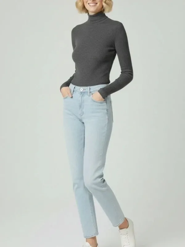 Women's Anthracite Slim Fit Turtleneck Corduroy Stretch Bodysuit 2