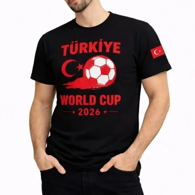 Męski Czarny World Cup 2026 Nadruk Piłka Nożna Koszulka 3
