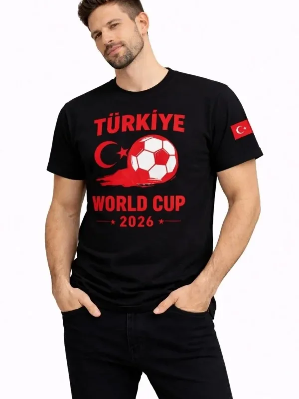 Męski Czarny World Cup 2026 Nadruk Piłka Nożna Koszulka 3