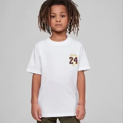 Zarok Spî Çapkirî Oversize Stûyê Giroyî T-Shirt 3