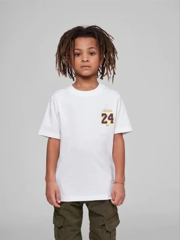Zarok Spî Çapkirî Oversize Stûyê Giroyî T-Shirt 3